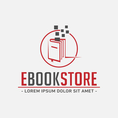 E-Book Store Logo. E Book shop design template. Vector and illustration.

