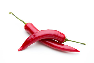 Red chilli pepper isolated on a white background.