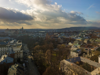 Fototapeta premium Krakow's Old Town from a bird's eye view, Poland
