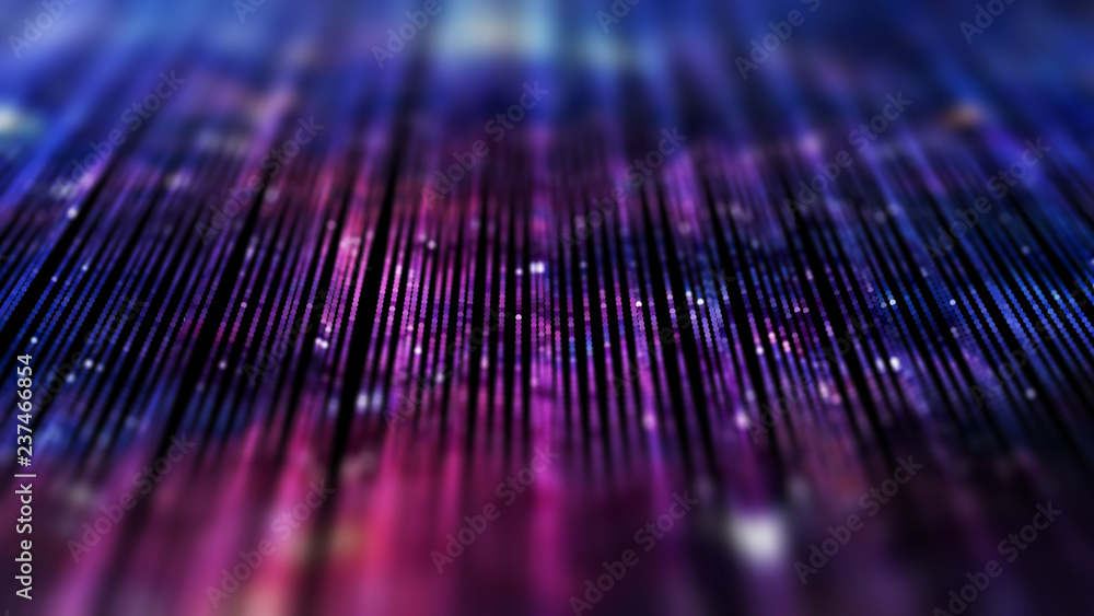 Poster Data technology abstract futuristic illustration . Low poly shape with connecting dots and lines on dark background. 3D rendering . Big data visualization .