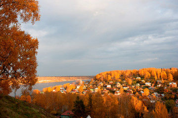 The Ples city on the Volga river in Autumn