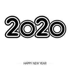 napis zakrzywionym fontem 2020 na tle. Projekt znaku graficznego z napisem szczęśliwego nowego roku. Ilustracja wektorowa - obrazy, fototapety, plakaty