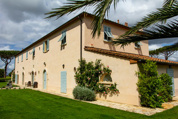 Fototapeta premium Headquarters of the winery Antinori, Gualdo al Tasso in Bolgheri, Tuscany Italy. Producer: Antinori Gualdo al Tasso Bolgheri, Tuscany, Italy 05/13/2013