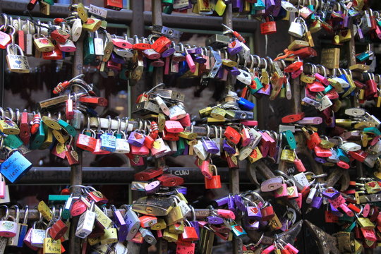 Colourful love locks