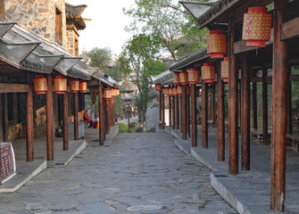 Fototapeta premium Tranquil Chinese traditional alley with building of Chinese style.