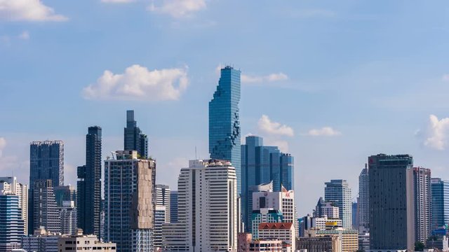 time lapse of modern building with sky in Bangkok, Thailand