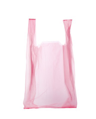 Clear disposable plastic bag on white background