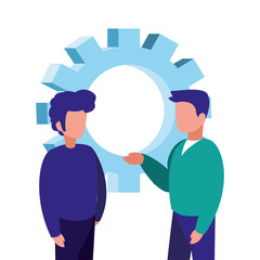 businessmen gear teamwork cooperation