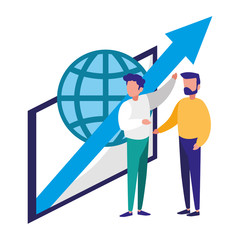 businessmen world arrow financial mobile