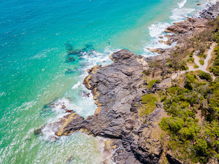 An aerial view of Noosa beach on Queensland's Sunshine Coast, Australia