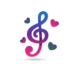 Fototapeta premium colorful music key note vector icon logo design illustration