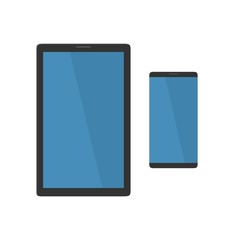 Smart phone and tablet computer. Vector flat illustration