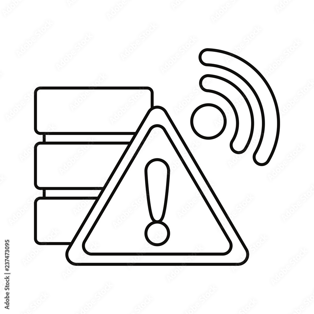 Poster database server alert wifi on white background