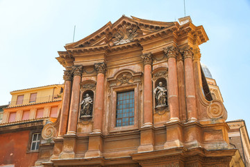 View on a historic church in Rome, Italy on a sunny day.