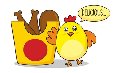 Cute chicken show fried chicken on package 