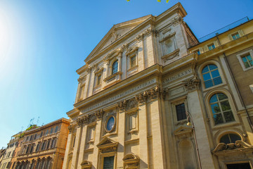View on a historic church in Rome, Italy on a sunny day.
