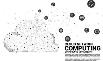 Cloud computing network technology polygon dot connected line with icon : Concept of cloud server, Storage and data