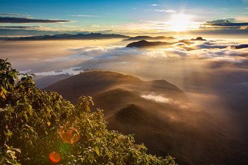 amazing sunrise seen from Sri Pada or Adam's Peak, Sri Lanka