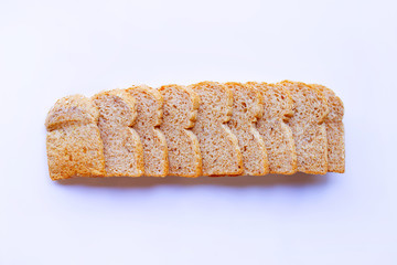  Whole wheat bread  isolated on white.
