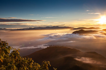 amazing sunrise seen from Sri Pada or Adam's Peak, Sri Lanka