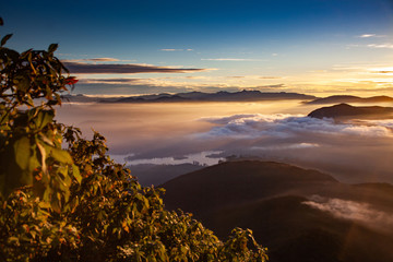 amazing sunrise seen from Sri Pada or Adam's Peak, Sri Lanka