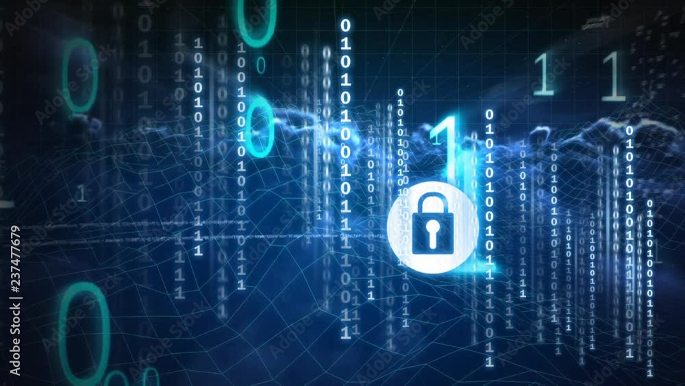 Aufkleber digital animation of binary technology code 4k