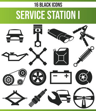 Black Icon Set Service Station I