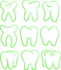 Natural Simple Line drawing of tooth set