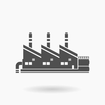 Factory Building Icon Vector Illustration Silhouette.