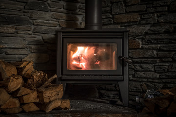 Fireplace on fire 