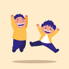 cute little children jumping avatar character