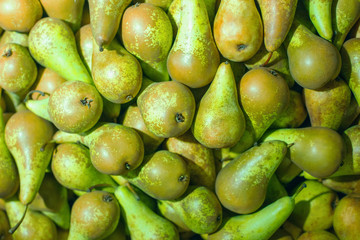 bunch of bright juicy green pears, background, texture