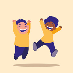 cute little children jumping avatar character
