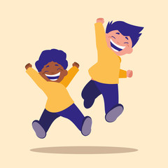 cute little children jumping avatar character