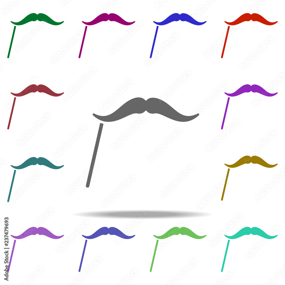 Poster a mustache on a stick icon. elements of circus in multi color style icons. simple icon for websites,