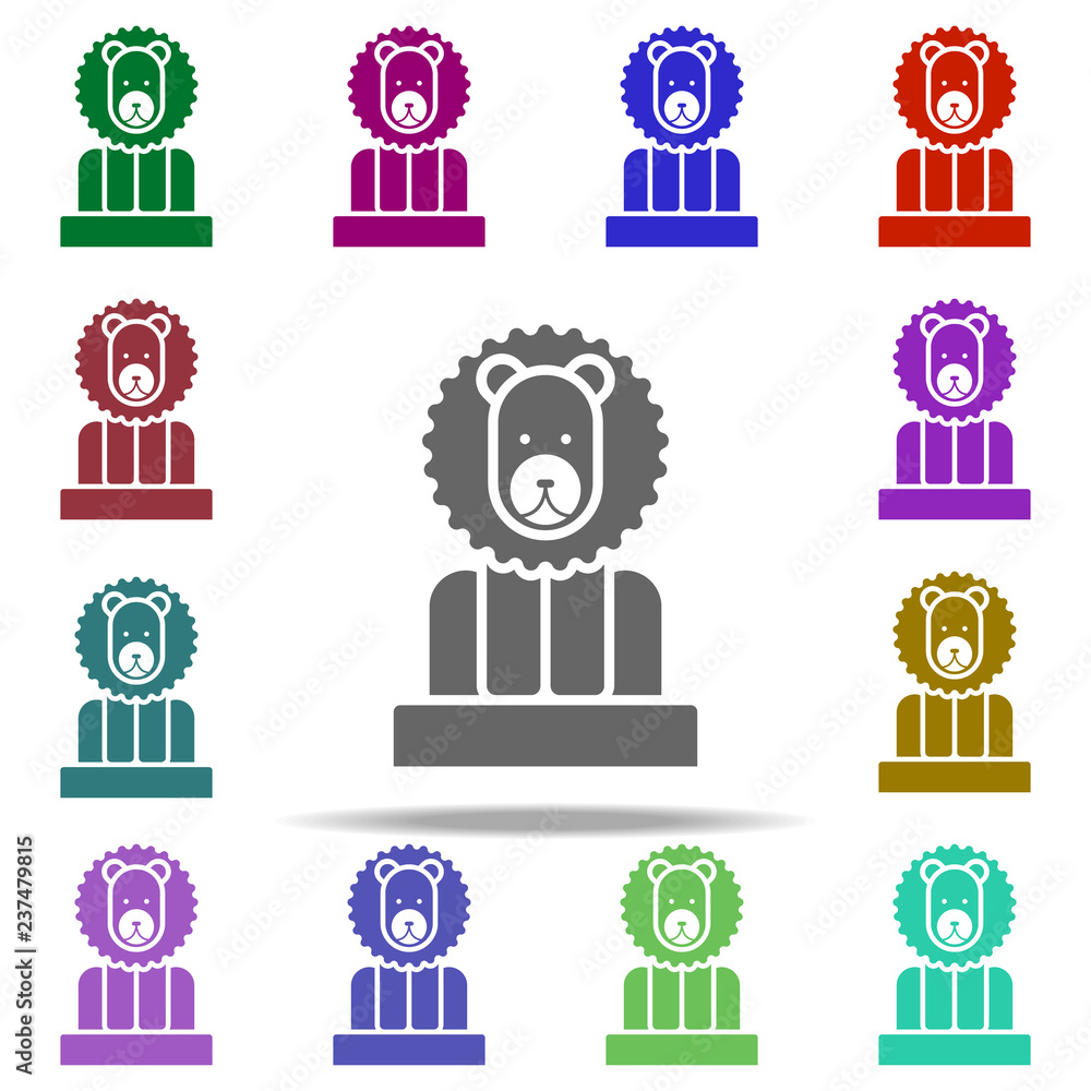 Poster lion in the arena icon. elements of circus in multi color style icons. simple icon for websites, web