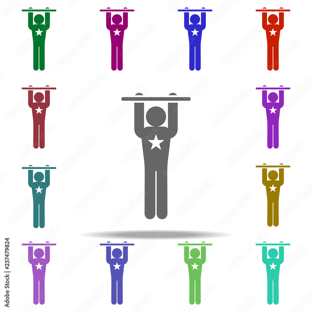 Poster circus acrobat icon. elements of circus in multi color style icons. simple icon for websites, web de