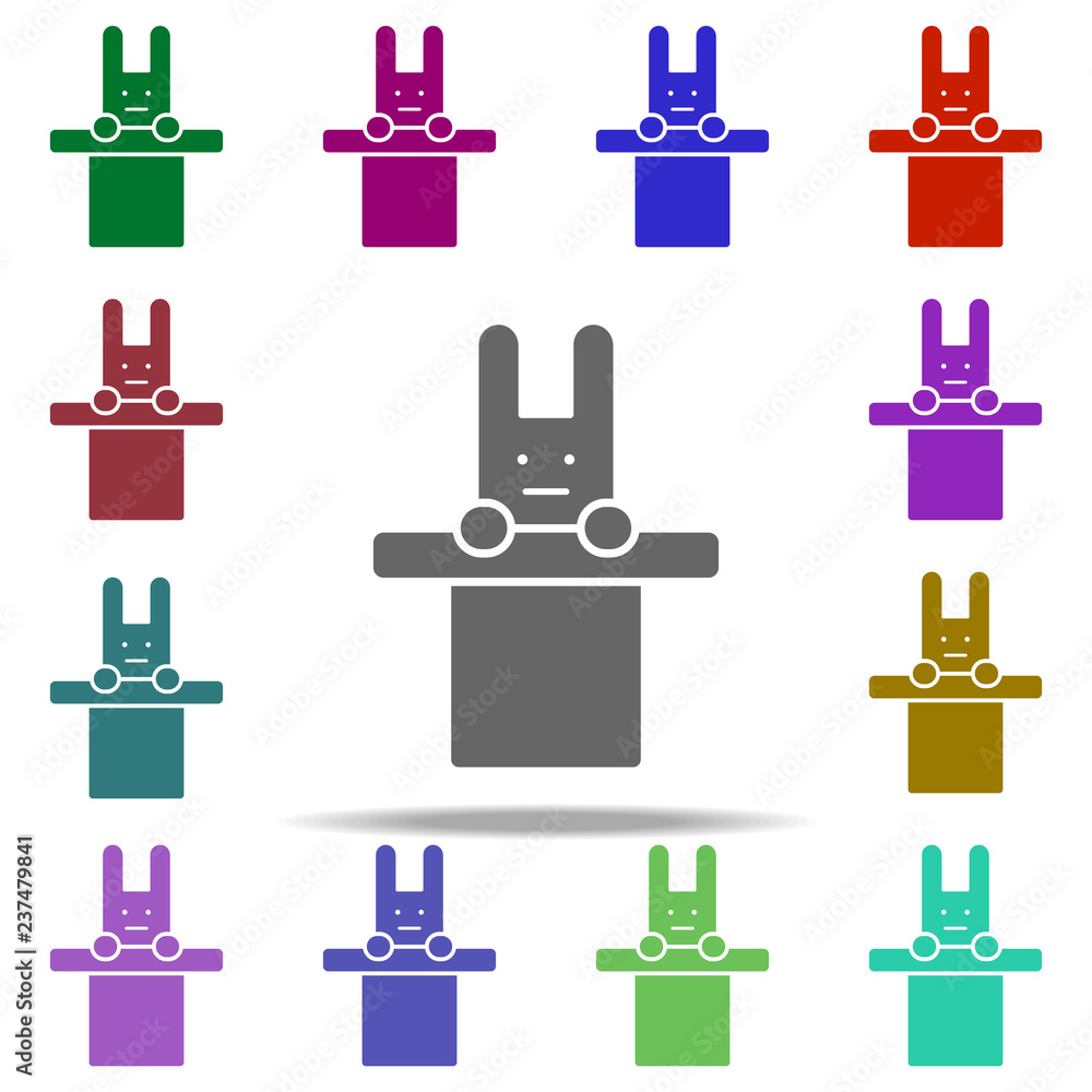 Poster bunny in the hat cylinder icon. elements of circus in multi color style icons. simple icon for websi