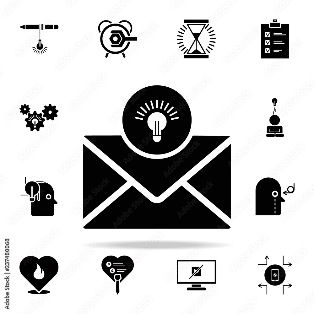 Poster letter with idea icon. concentration icons universal set for web and mobile
