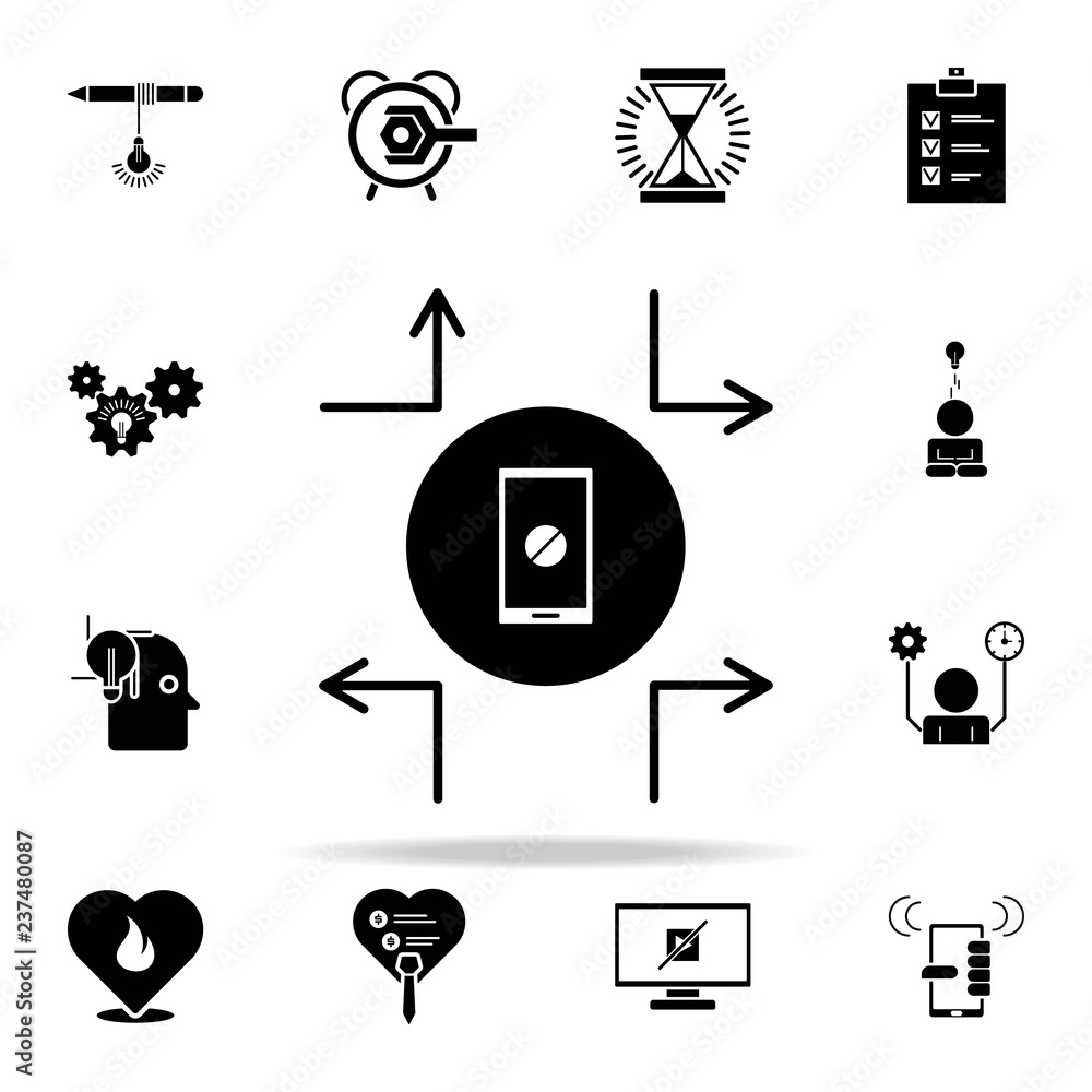 Poster diverges from communication icon. concentration icons universal set for web and mobile