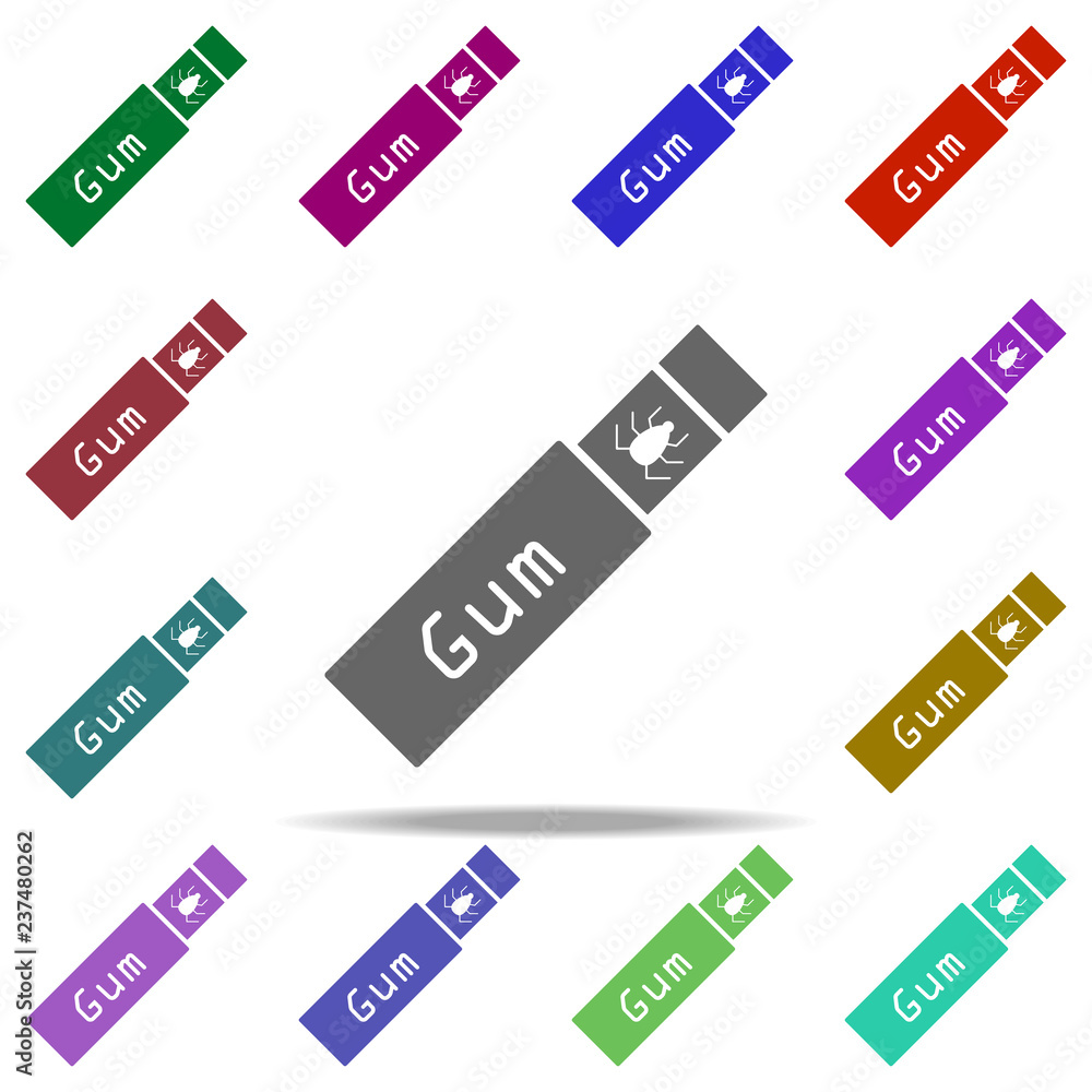 Aufkleber chewing gum with virus icon. elements of day of jokes in multi color style icons. simple icon for we