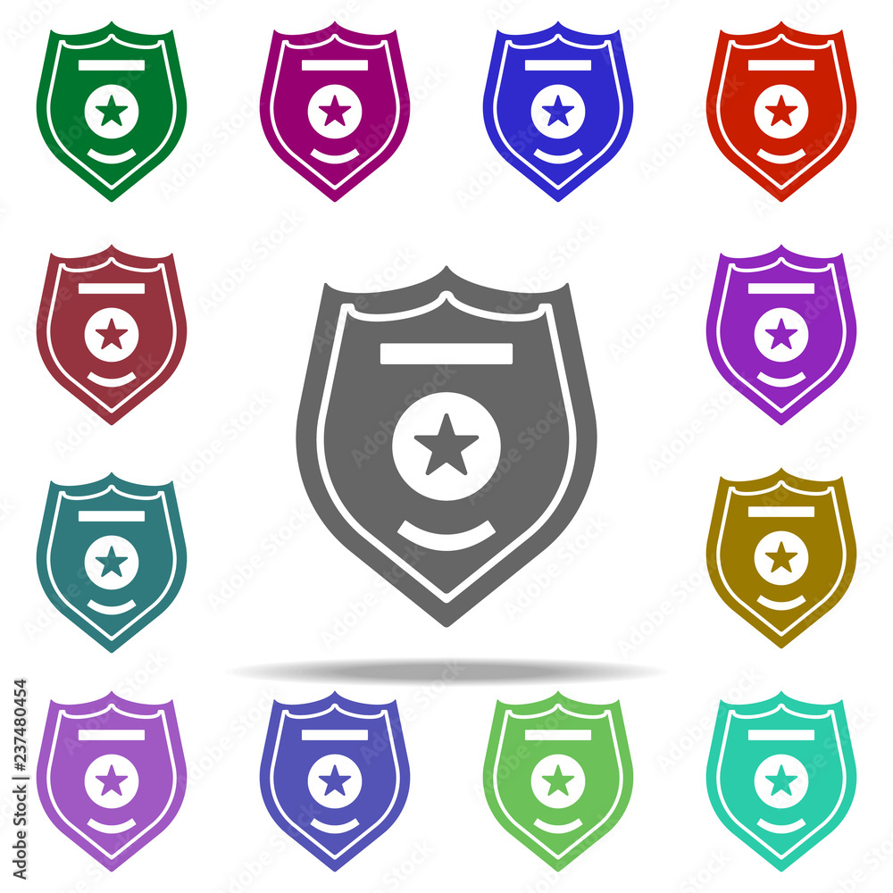 Aufkleber police badge icon. elements of dedective in multi color style icons. simple icon for websites, web d