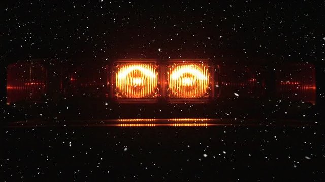 Video composition with snow over  blinking lights