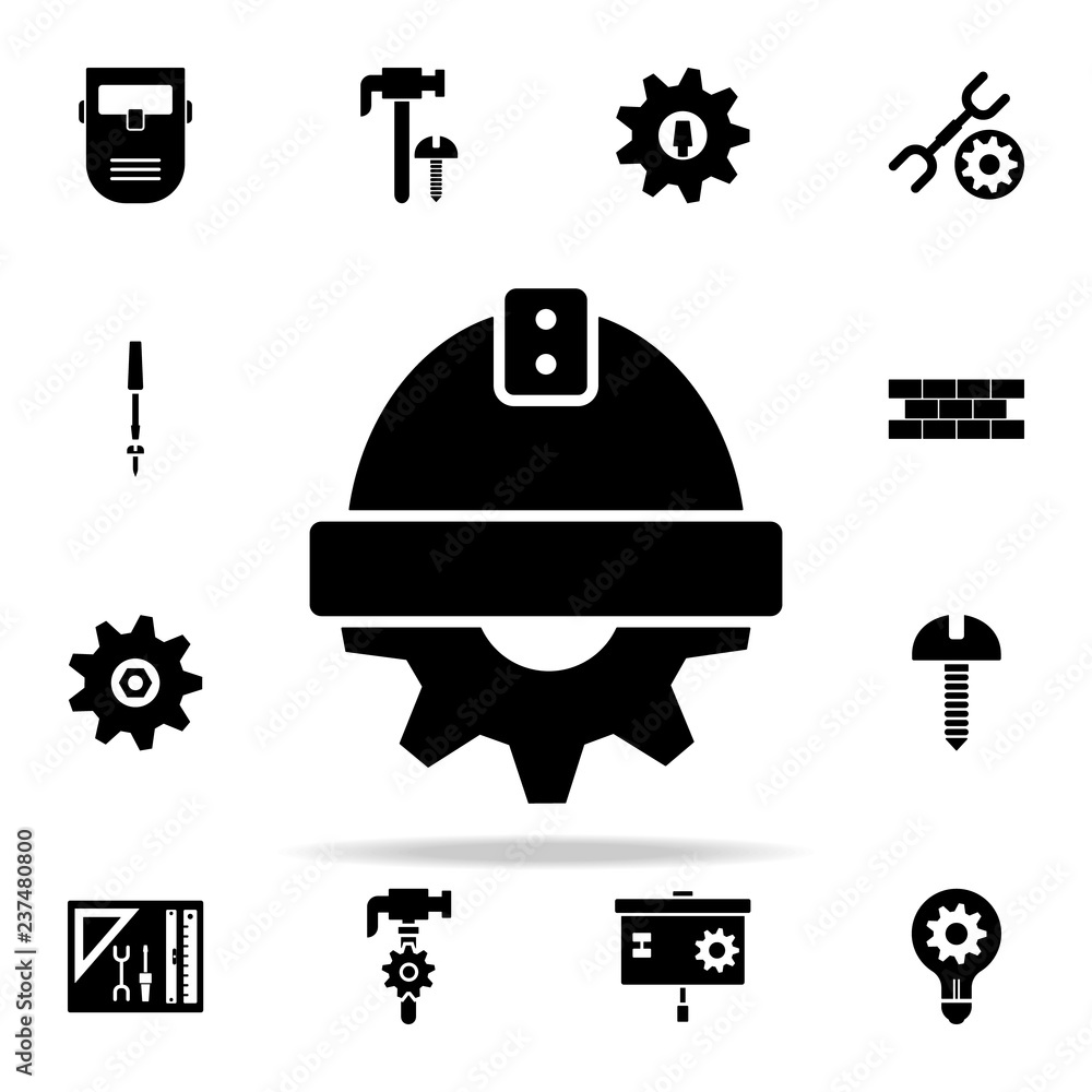 Aufkleber helmet and mechanism icon. engineering icons universal set for web and mobile