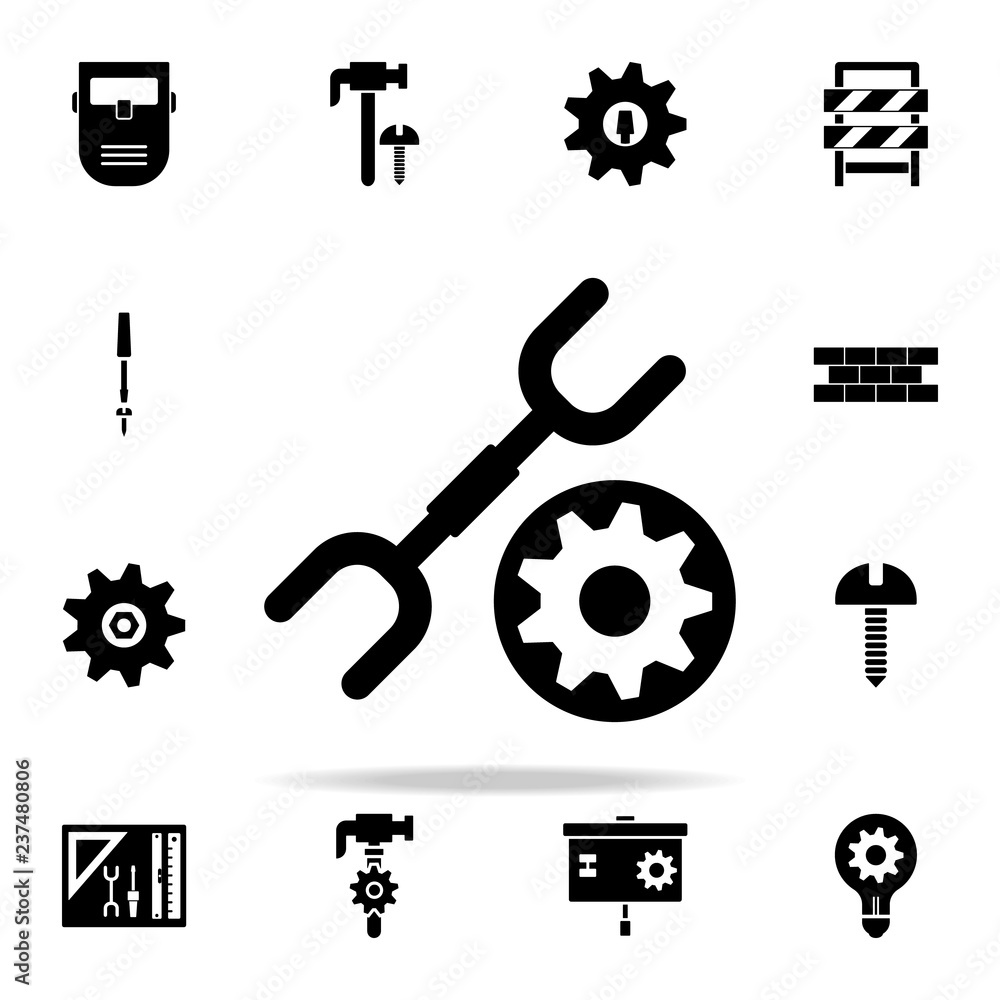 Poster spanner and mechanism icon. engineering icons universal set for web and mobile