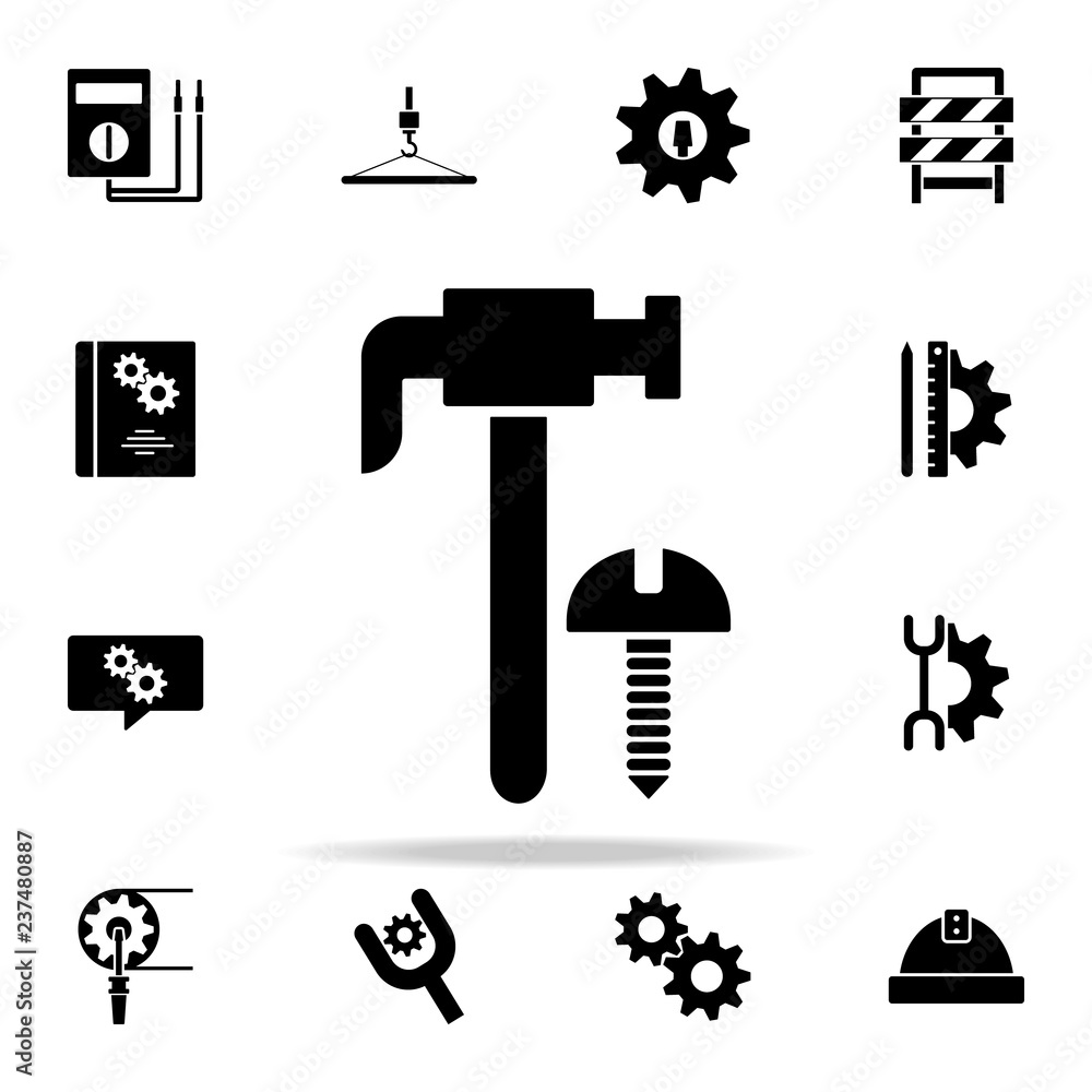 Poster hammer and screw icon. engineering icons universal set for web and mobile