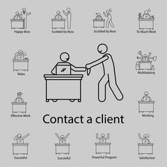 worker in contact with client icon. Detailed set of People in the work icons. Premium graphic design. One of the collection icons for websites, web design, mobile app