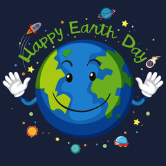 Happy earth day space concept
