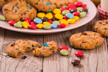 Candy coated cookies. 