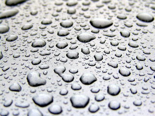 Water drops on a metal surface